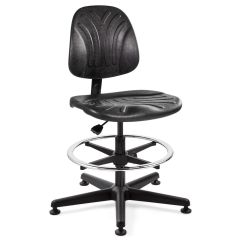 Bevco 7500D Dura Bench Height Chair with Black Nylon Base, Black Polyurethane