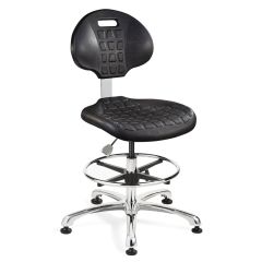 Bevco 7550C1 Everlast Bench Height Class 10 Cleanroom Chair with Polished Aluminum Base, Polyurethane