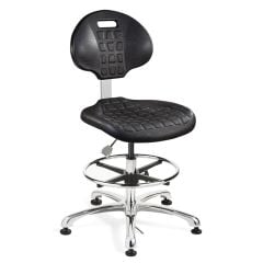 Bevco 7550E Everlast Bench Height ESD Chair with Polished Aluminum Base, Polyurethane
