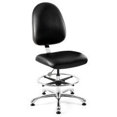 Bevco 9350LC1 Integra Mid-Height Class 10 Cleanroom Chair with Large Back & Polished Aluminum Base, Vinyl