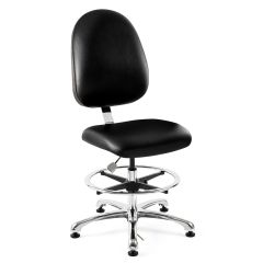 Bevco 9350LE1 Integra Mid-Height Class 10 Cleanroom ESD Chair with Large Back & Polished Aluminum Base, Vinyl