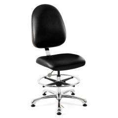 Bevco 9350LE2 Integra Mid-Height Class 100 Cleanroom ESD Chair with Large Back & Polished Aluminum Base, Vinyl