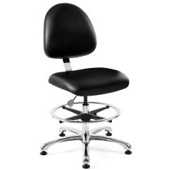 Bevco 9350MC2 Integra Mid-Height Class 100 Cleanroom Chair with Standard Back & Polished Aluminum Base, Vinyl