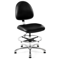 Bevco 9350MC4 Integra Mid-Height Class 10,000 Cleanroom Chair with Standard Back & Polished Aluminum Base, Vinyl