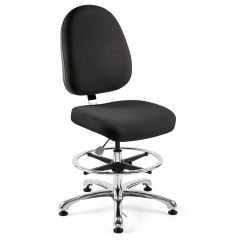Bevco 9550L-E Integra Bench Height ESD Chair with Large Back & Polished Aluminum Base, Fabric