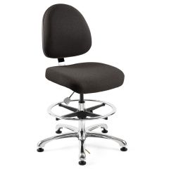 Bevco 9550M-E Integra Bench Height ESD Chair with Standard Back & Polished Aluminum Base, Fabric