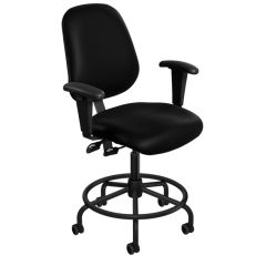 BioFit Amherst (AM) Cleanroom ESD Chair with Tubular Steel Base & Attached Footring, Conductive Vinyl