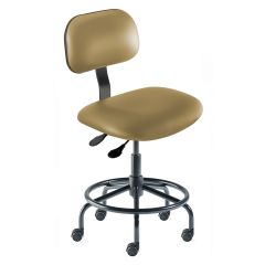 BT Series BTS-L-RC Cleanroom ESD Chair with Tubular Steel Base & Attached Footring, Conductive Vinyl