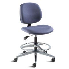 BioFit MVMT Tech Series MTCL-MH Bench Height ESD Chair with Polished Aluminum Base, Dissipative Fabric