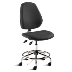 BioFit MVMT Tech Series Mid Height ESD Chair with Tubular Steel Base, Attached Footring & Large Back, Dissipative Fabric