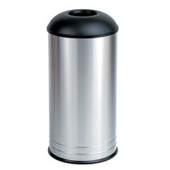 Bobrick 2300 Stainless Steel Waste Receptacle with Black Steel Dome-Top, 18 Gallon