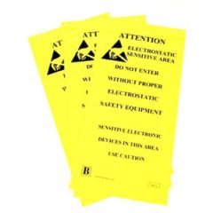 Botron B6720 ESD Awareness Hanging Sign, Yellow, Two Sided, 10" x 20"