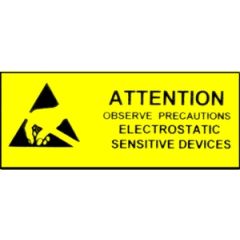 Botron B6747 Observe Precautions, Yellow, Adhesive Labels,  4" x 10"