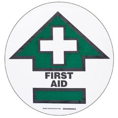 Brady 104486 "FIRST AID" with Arrow Floor Sign, 17" Diameter