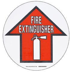 Brady 104492 "FIRE EXTINGUISHER" with Arrow Floor Sign, 17" Diameter