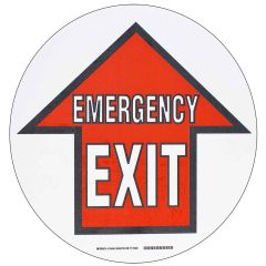Brady 104495 "EMERGENCY EXIT" with Arrow Floor Sign, 17" Diameter