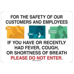 Brady "FOR THE SAFETY OF OUR CUSTOMERS AND EMPLOYEES" Sign, Black/White