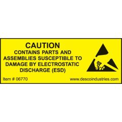 Desco 06770 Contains ESDS Label, 2" W x 3/4" H