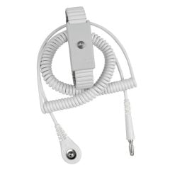 Desco 09231 Jewel® Adjustable White Metal Wrist Strap with 4mm Snap & 6' Coil Cord