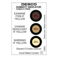 Desco 13853 J-STD-033D 3-Spot Cobalt-Free Humidity Indicator Card, 30% 40% 50% RH (Can of 125)