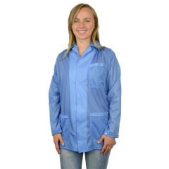 Desco Trustat® 74300 ESD Jacket with Convertible Sleeves, Blue, X-Small