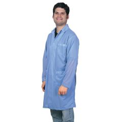 Desco Trustat® 73602E ESD Lab Coat with 1 Line of Embroidery, Blue, Medium