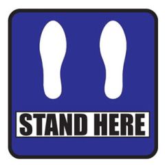 DuraStripe "STAND HERE" Social Distancing Sign, Blue
