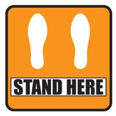 DuraStripe "STAND HERE" Social Distancing Sign, Orange
