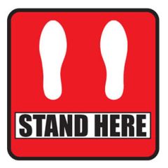 DuraStripe "STAND HERE" Social Distancing Sign, Red

