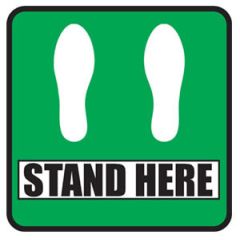 DuraStripe "STAND HERE" Social Distancing Sign, Green
