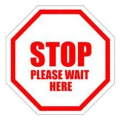 DuraStripe "STOP PLEASE WAIT HERE" Social Distancing Floor Sign
