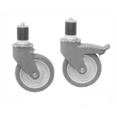 Eagle Table Casters, 5" diameter, 2 swivel, 2 brakes, poly cart washable with polymer tread