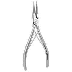 Excelta 2842D-CR Medium Serrated Jaw Flat Nose Stainless Steel Cleanroom Pliers, 5.75" OAL