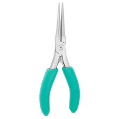 Excelta 2905D ★★ Large Needle Nose Stainless Steel Pliers with Serrated Jaw & TealShield™ Cushioned Grip, 5.75" OAL