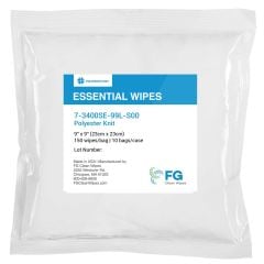 FG Clean Wipes 7-3400SE-99L-S00 Essential Laundered Heavy Weight Polyester Knit Cleanroom Wipes, 9" x 9"