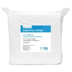 FG Clean Wipes 7-C1-BBL-00 Hydroentangled Polycellulose Cleanroom Wipes, 12" x 12"