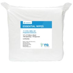 FG Clean Wipes 7-C30L-BBL-00 Essential Lightweight Hydroentangled Polycellulose Cleanroom Wipes, 12" x 12" (Case of 1,500 (10 Bags of 150))