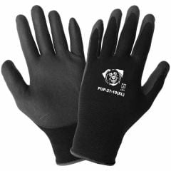 Polyurethane Palm Coated 15-Gauge Nylon/Spandex Gloves, Black