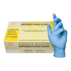 Great Glove Powder-Free Disposable 3.5 Mil Nitrile Gloves, Blue, 9" (Box of 100)