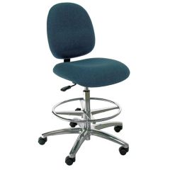 Industrial Seating Series 20M Bench Height Chair with Medium Waterfall Seat & Polished Aluminum Base, Fabric