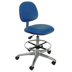 Industrial Seating Series 45 Bench Height Cleanroom Chair with Polished Aluminum Base, Vinyl