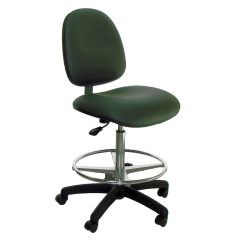 Industrial Seating Series 20W Bench Height Cleanroom Chair with Wide Waterfall Seat & Black Nylon Base, Vinyl 