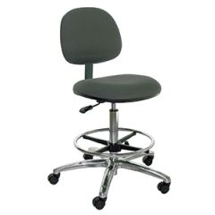 Industrial Seating Series 45 Bench Height ESD Chair with Polished Aluminum Base, Conductive Fabric 