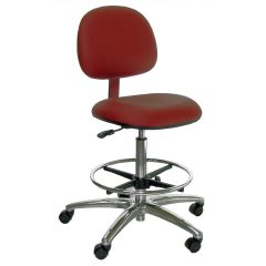 Industrial Seating Series 45 Bench Height Cleanroom ESD Chair with Polished Aluminum Base, Dissipative Vinyl 