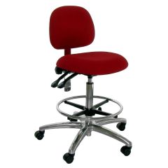 Industrial Seating Series 60 Bench  Height ESD Chair with Polished Aluminum Base, Conductive Fabric