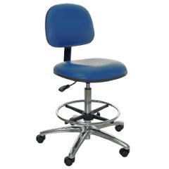 Industrial Seating Series 60 Bench Height Chair with Polished Aluminum Base, Vinyl 