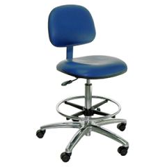 Industrial Seating Series 60 Bench Height Cleanroom ESD Chair with Polished Aluminum Base, Dissipative Vinyl