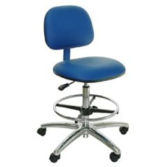 Industrial Seating Series 60 Bench Height Cleanroom Chair with Polished Aluminum Base, Vinyl