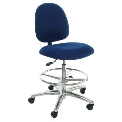 Industrial Seating Series 10 Bench Height ESD Chair with Polished Aluminum Base, Conductive Fabric