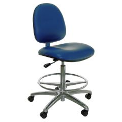 Industrial Seating Series 10 Bench Height Cleanroom ESD Chair with Polished Aluminum Base, Dissipative Vinyl